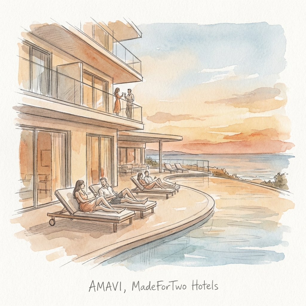 Amavi MadeForTwo Hotel couples pool deck sunset