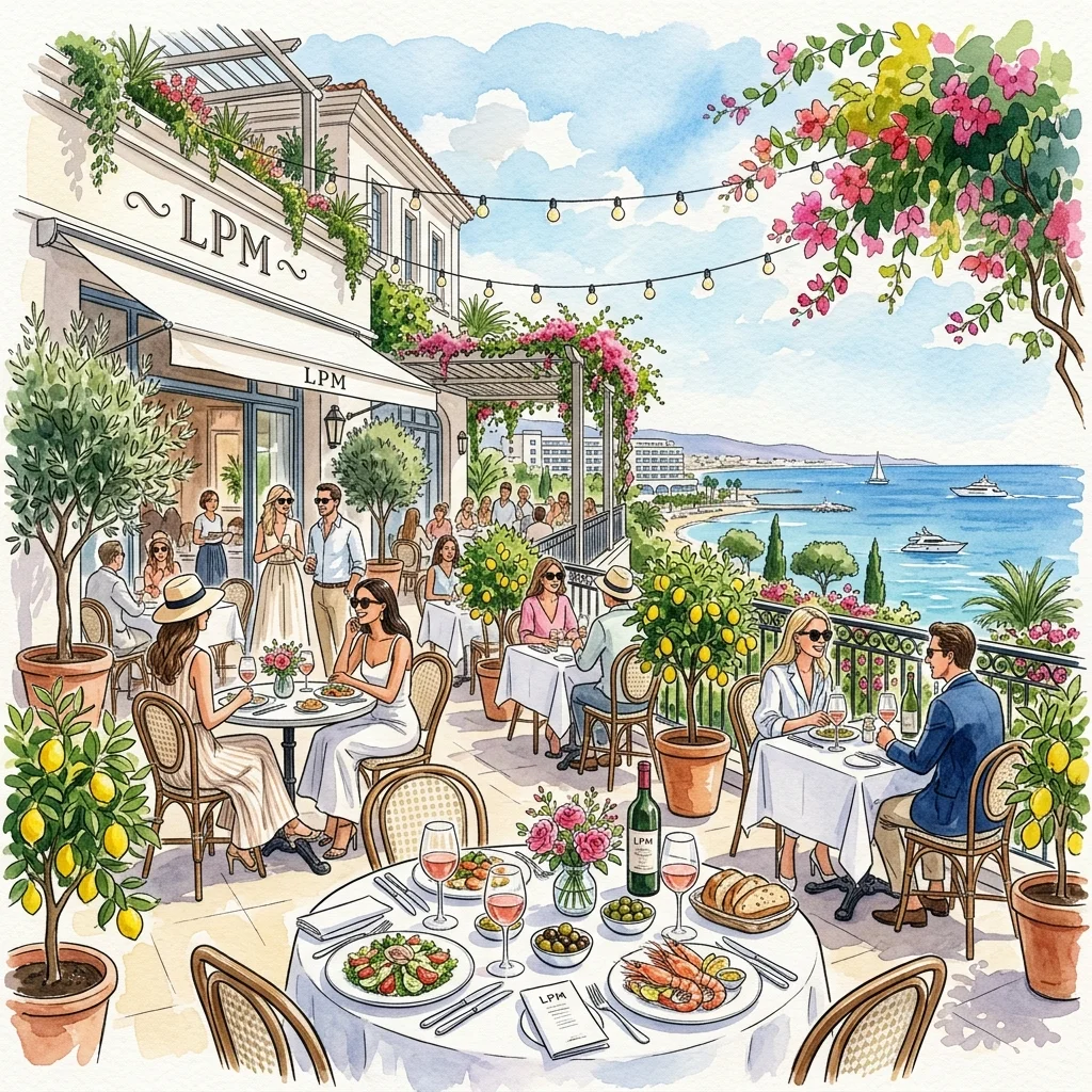 Watercolor illustration of LPM Restaurant for Top Restaurants In Limassol Guide