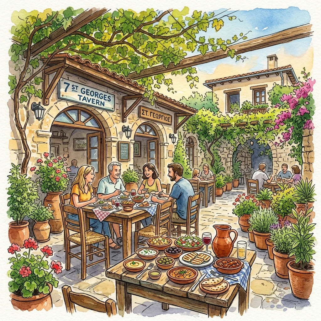 7 St Georges Tavern traditional Cyprus meze garden in Paphos