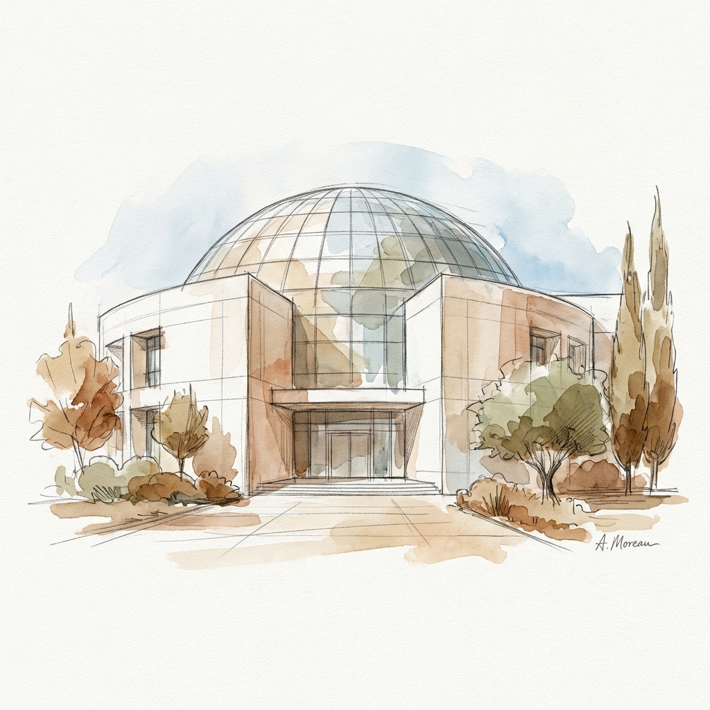 Watercolor illustration of University of Cyprus Library for Education Guide